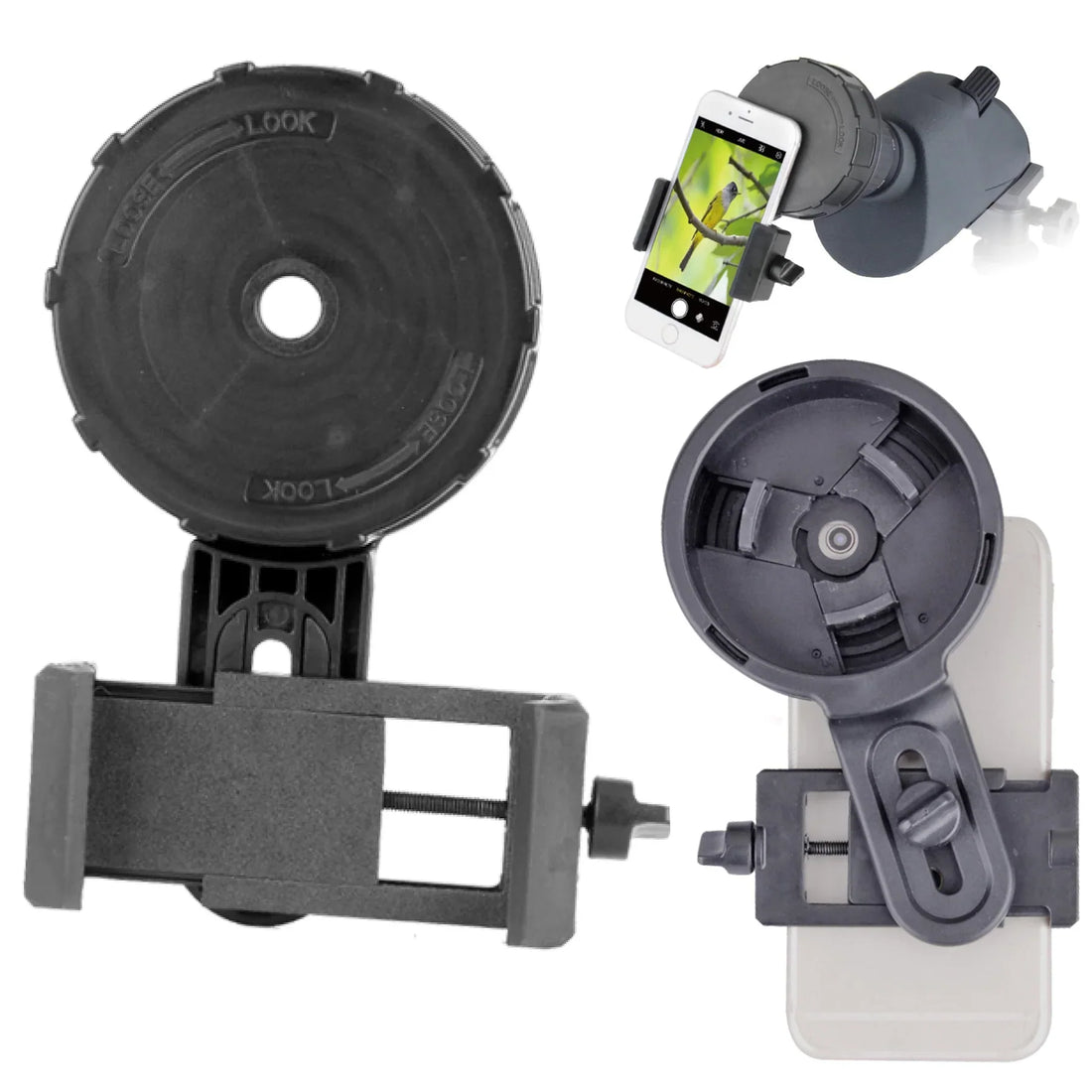 Quick connect spotting scope phone adapter