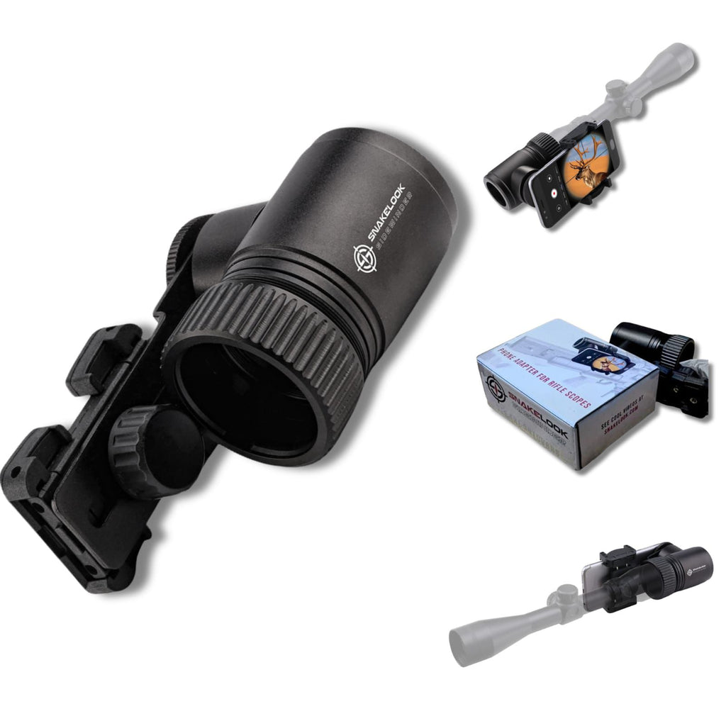Snake Look Universal Phone Scope Adapter – Side Mount Design – Perfect for Hunting, Birding, Target Shooting, Aiming, Sighting – Durable All-Aluminum Black Frame