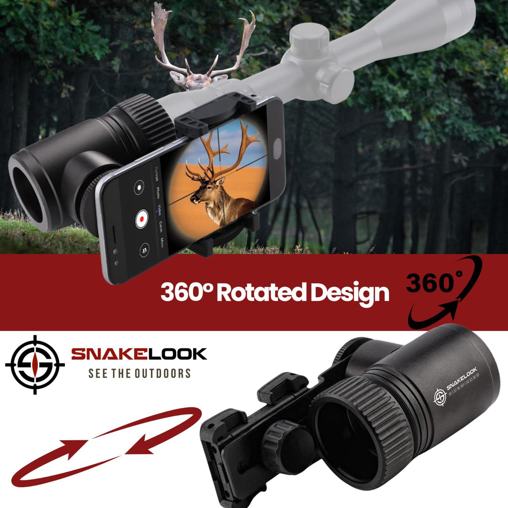 Snake Look Universal Phone Scope Adapter – Side Mount Design – Perfect for Hunting, Birding, Target Shooting, Aiming, Sighting – Durable All-Aluminum Black Frame