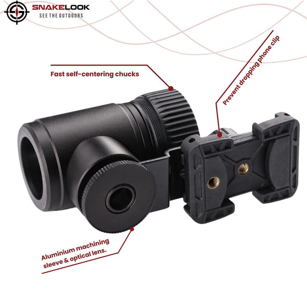 Snake Look Universal Phone Scope Adapter – Side Mount Design – Perfect for Hunting, Birding, Target Shooting, Aiming, Sighting – Durable All-Aluminum Black Frame