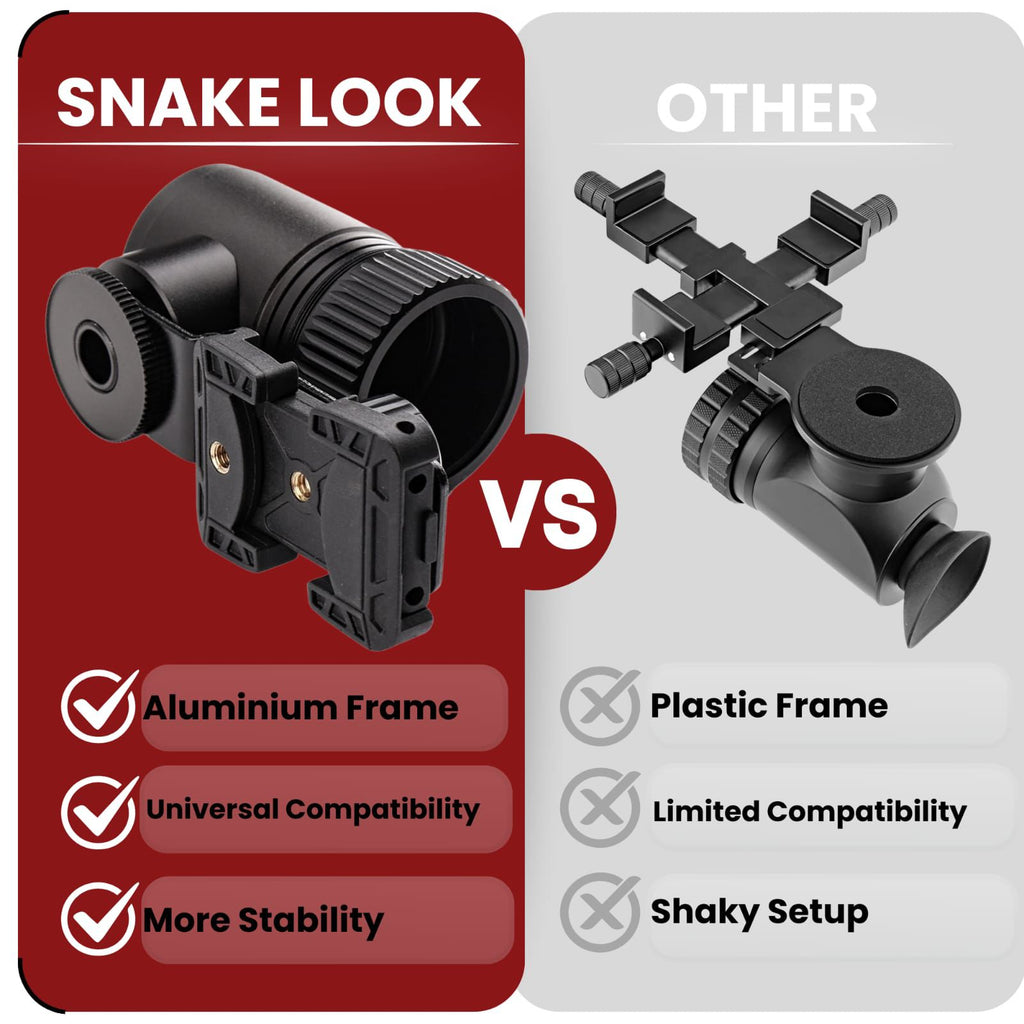 Snake Look Universal Phone Scope Adapter – Side Mount Design – Perfect for Hunting, Birding, Target Shooting, Aiming, Sighting – Durable All-Aluminum Black Frame