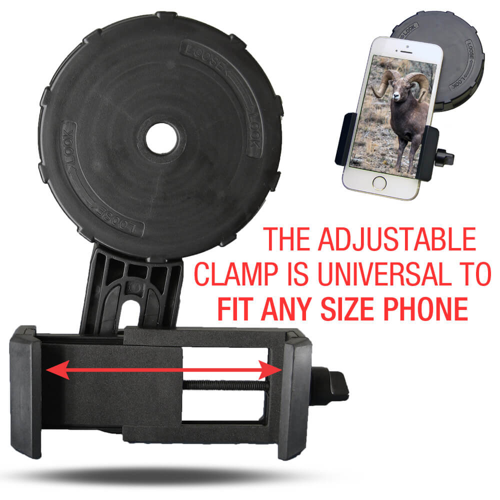Adjustable Clamp in Binocular Phone Adapter